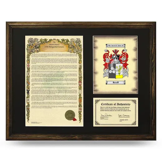 Randl Framed Surname History and Coat of Arms - Brown