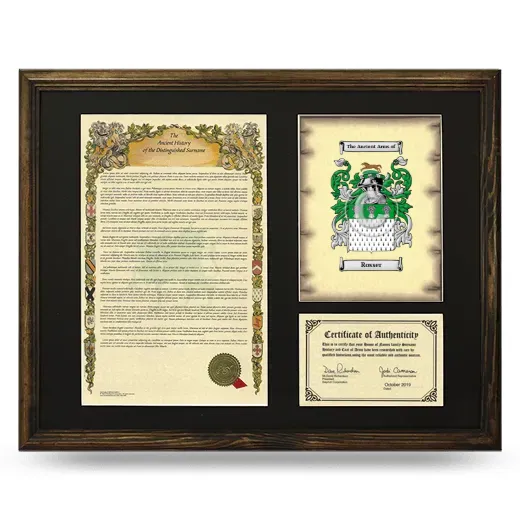 Rosser Framed Surname History and Coat of Arms - Brown