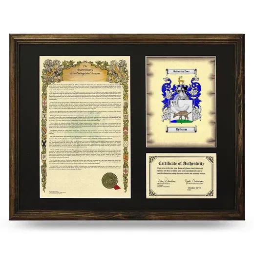 Ryburn Framed Surname History and Coat of Arms - Brown