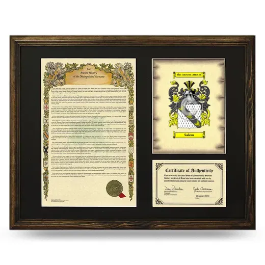 Salem Framed Surname History and Coat of Arms - Brown