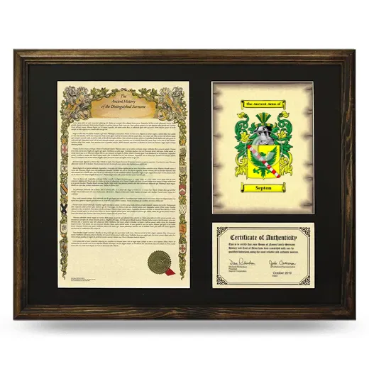 Septon Framed Surname History and Coat of Arms - Brown