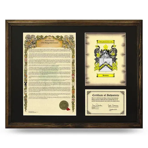 Severn Framed Surname History and Coat of Arms - Brown