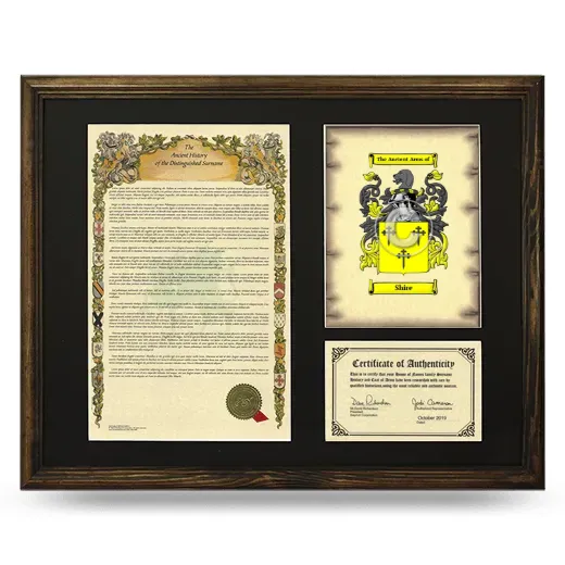 Shire Framed Surname History and Coat of Arms - Brown
