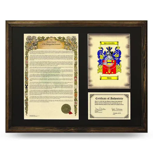 Sirey Framed Surname History and Coat of Arms - Brown
