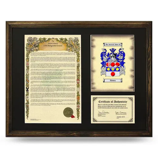 Sivers Framed Surname History and Coat of Arms - Brown