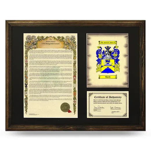 Skeck Framed Surname History and Coat of Arms - Brown