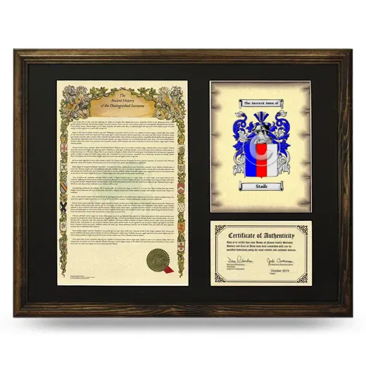 Staib Framed Surname History and Coat of Arms - Brown