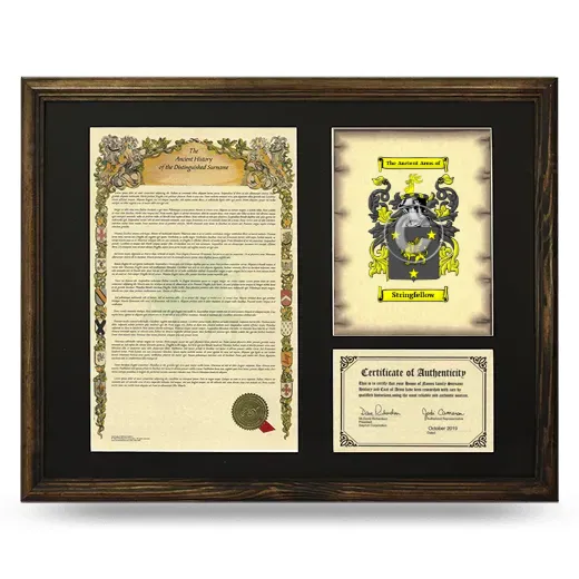 Stringfellow Framed Surname History and Coat of Arms - Brown