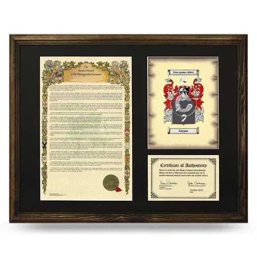 Swyer Framed Surname History and Coat of Arms - Brown