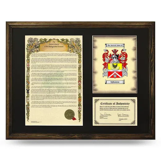 Sylvester Framed Surname History and Coat of Arms - Brown