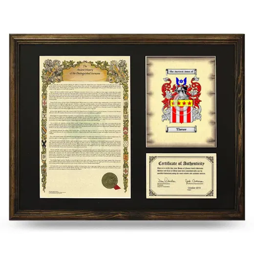 Thewe Framed Surname History and Coat of Arms - Brown
