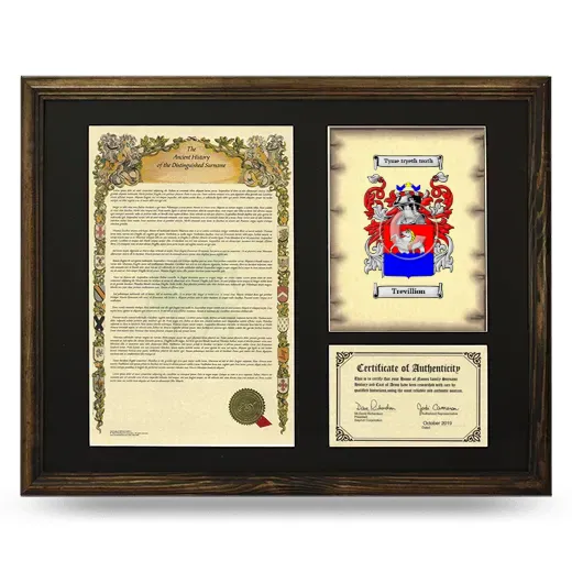 Trevillion Framed Surname History and Coat of Arms - Brown
