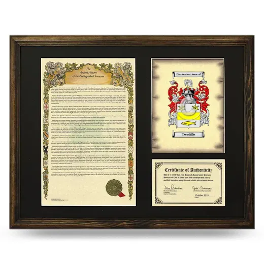 Tweddle Framed Surname History and Coat of Arms - Brown