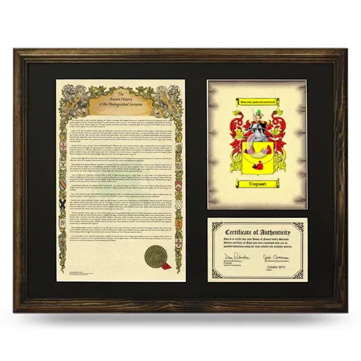 Urquart Framed Surname History and Coat of Arms - Brown