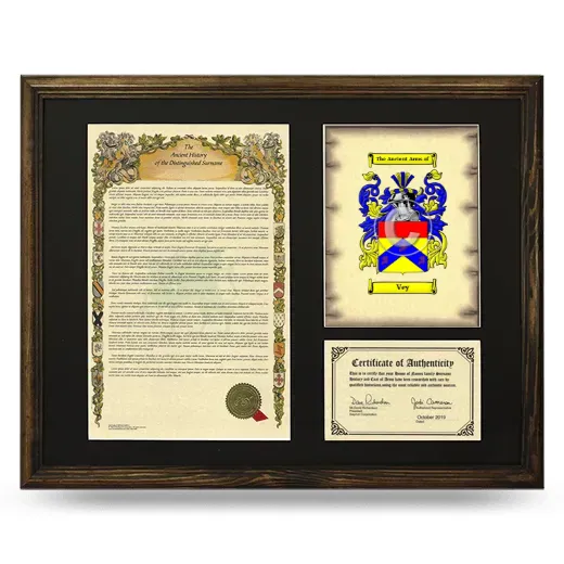 Vey Framed Surname History and Coat of Arms - Brown