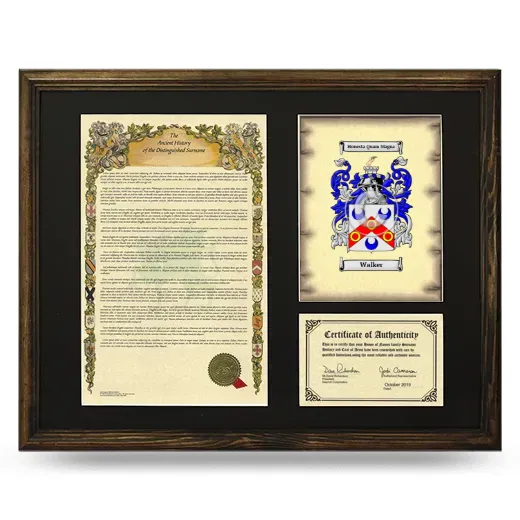 Walker Framed Surname History and Coat of Arms - Brown