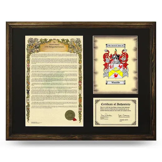 Wamble Framed Surname History and Coat of Arms - Brown