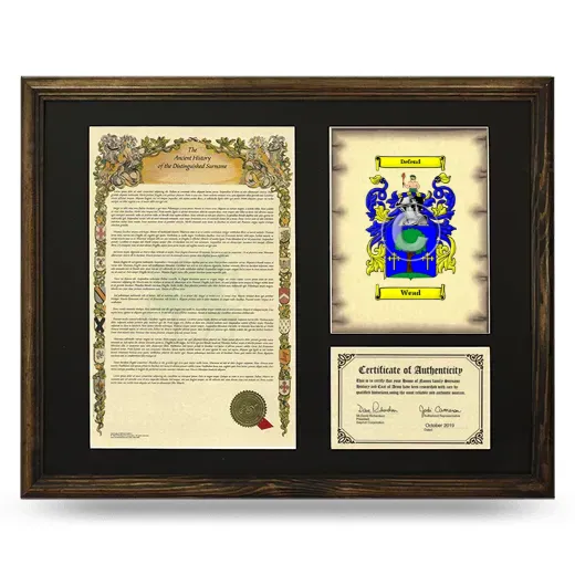 Wead Framed Surname History and Coat of Arms - Brown