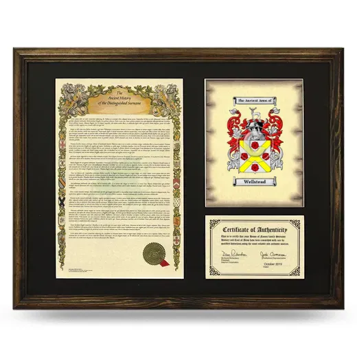 Wellstead Framed Surname History and Coat of Arms - Brown