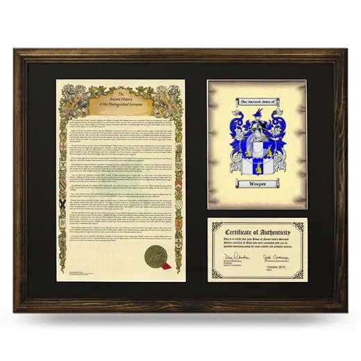 Wraper Framed Surname History and Coat of Arms - Brown
