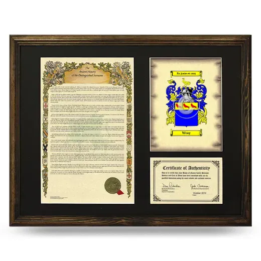 Wray Framed Surname History and Coat of Arms - Brown