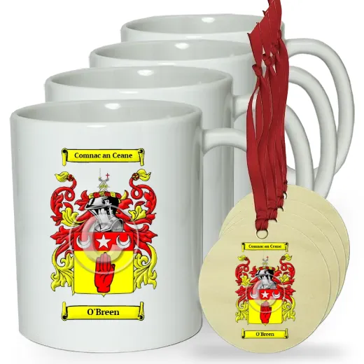 O'Breen Set of 4 Classic Mugs and Ornaments