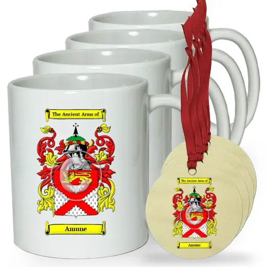 Amune Set of 4 Classic Mugs and Ornaments