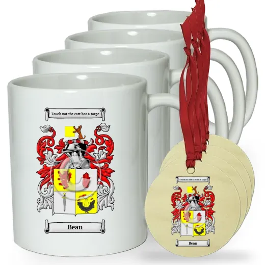 Bean Set of 4 Classic Mugs and Ornaments