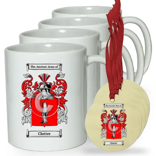 Clutter Set of 4 Classic Mugs and Ornaments