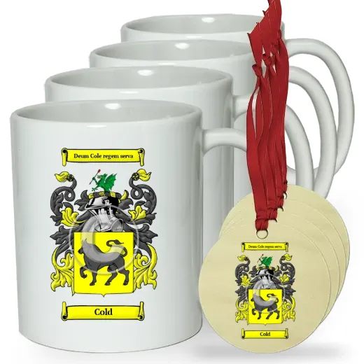 Cold Set of 4 Classic Mugs and Ornaments