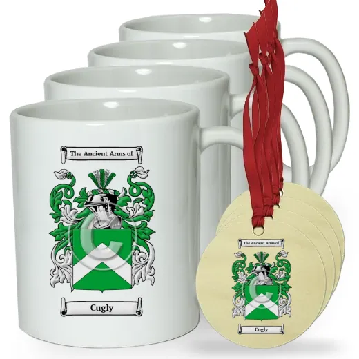 Cugly Set of 4 Classic Mugs and Ornaments