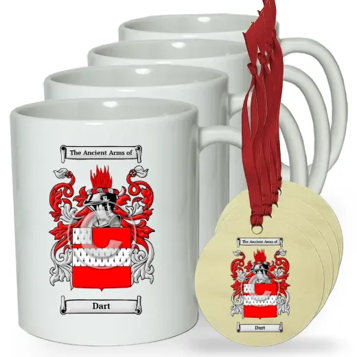 Dart Set of 4 Classic Mugs and Ornaments