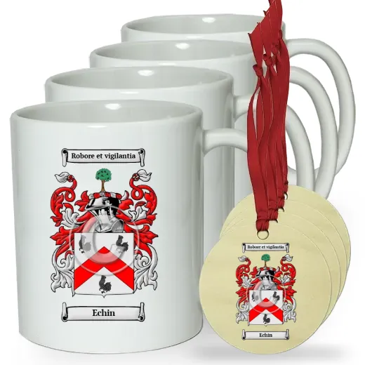Echin Set of 4 Classic Mugs and Ornaments