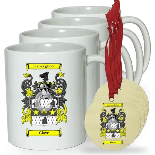 Glave Set of 4 Classic Mugs and Ornaments
