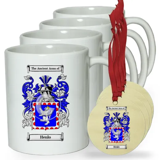 Henlo Set of 4 Classic Mugs and Ornaments