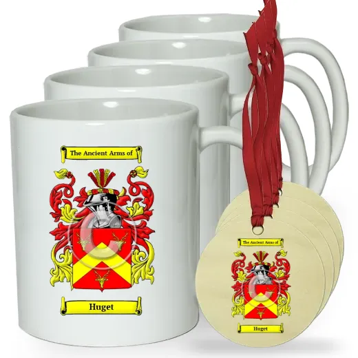 Huget Set of 4 Classic Mugs and Ornaments