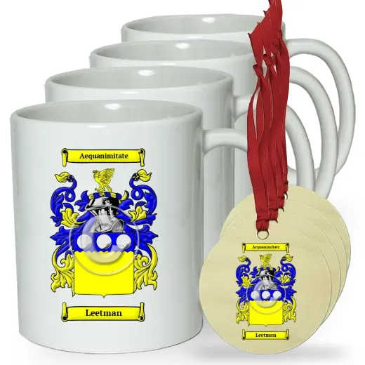 Leetman Set of 4 Classic Mugs and Ornaments