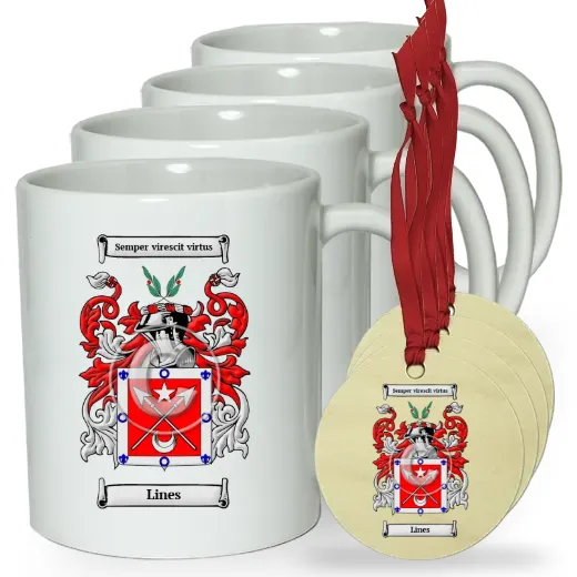 Lines Set of 4 Classic Mugs and Ornaments