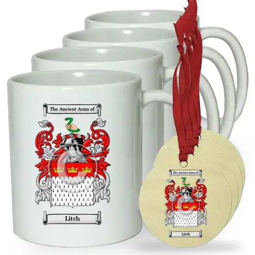 Litch Set of 4 Classic Mugs and Ornaments