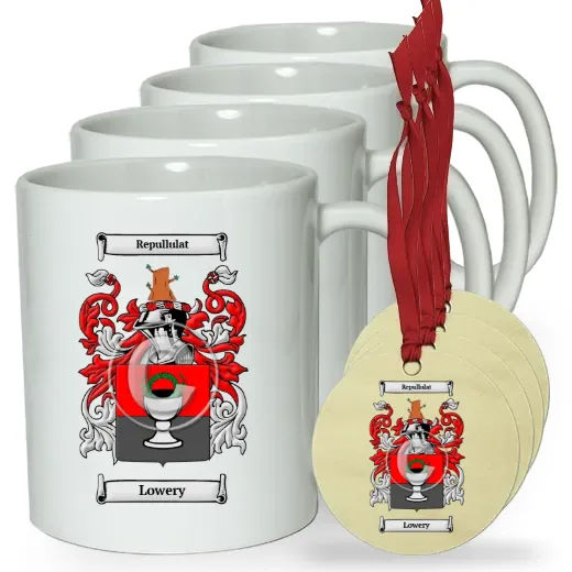 Lowery Set of 4 Classic Mugs and Ornaments