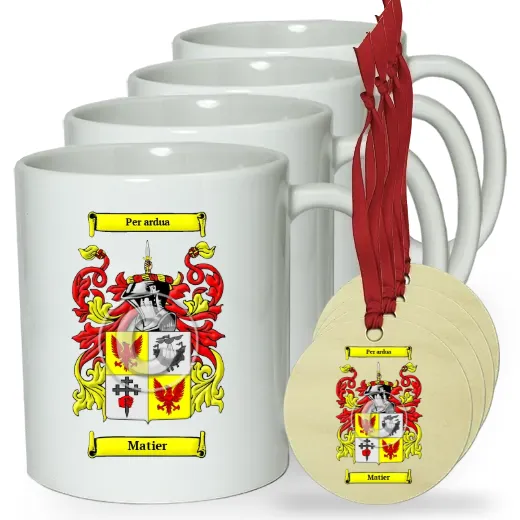 Matier Set of 4 Classic Mugs and Ornaments