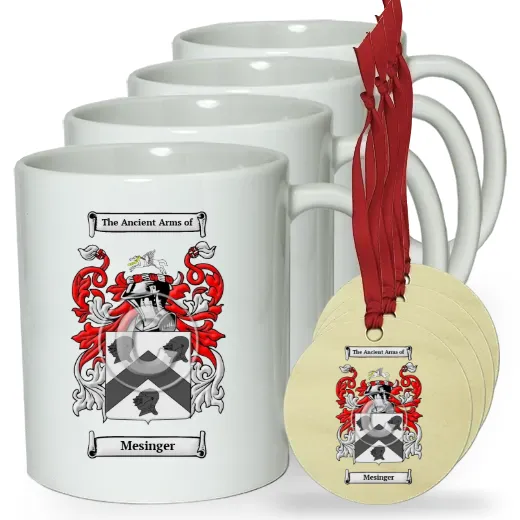 Mesinger Set of 4 Classic Mugs and Ornaments