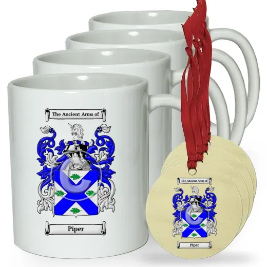 Piper Set of 4 Classic Mugs and Ornaments