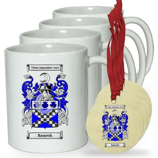 Ramesh Set of 4 Classic Mugs and Ornaments