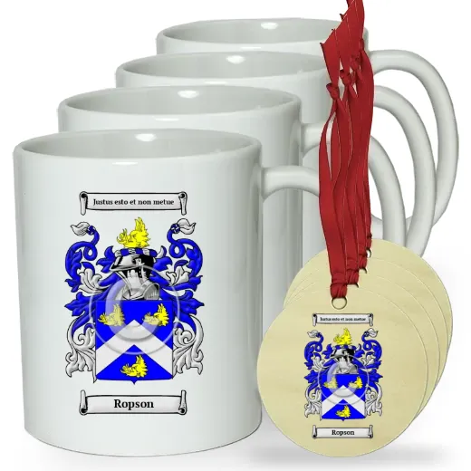 Ropson Set of 4 Classic Mugs and Ornaments