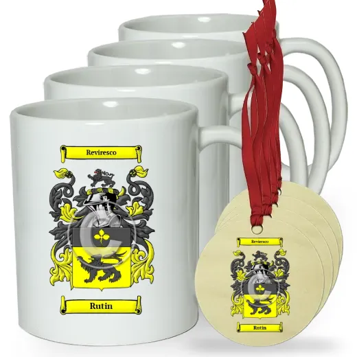 Rutin Set of 4 Classic Mugs and Ornaments