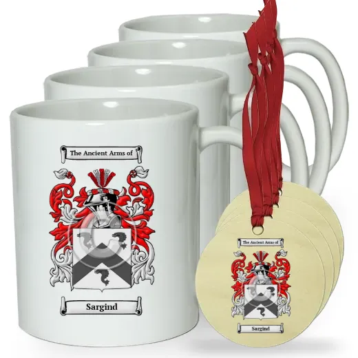 Sargind Set of 4 Classic Mugs and Ornaments