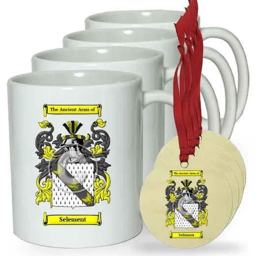 Selement Set of 4 Classic Mugs and Ornaments