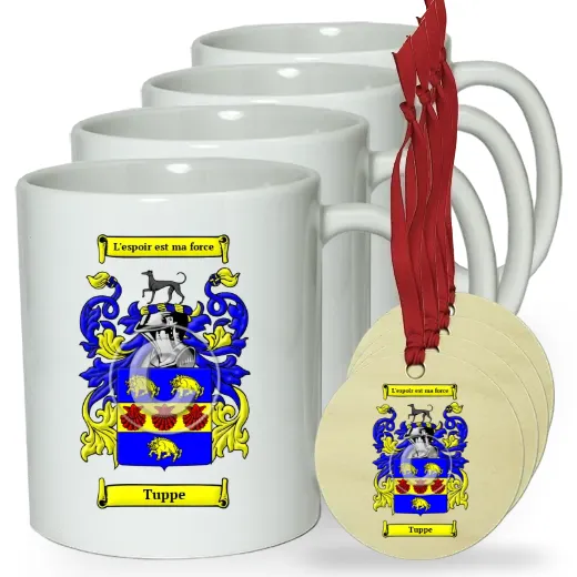 Tuppe Set of 4 Classic Mugs and Ornaments