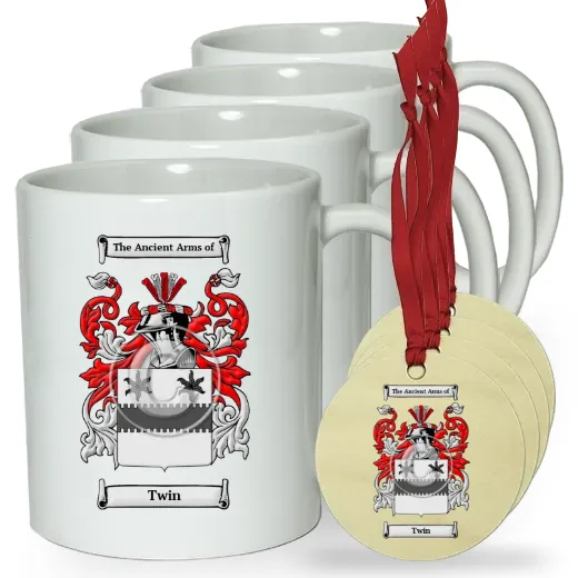 Twin Set of 4 Classic Mugs and Ornaments